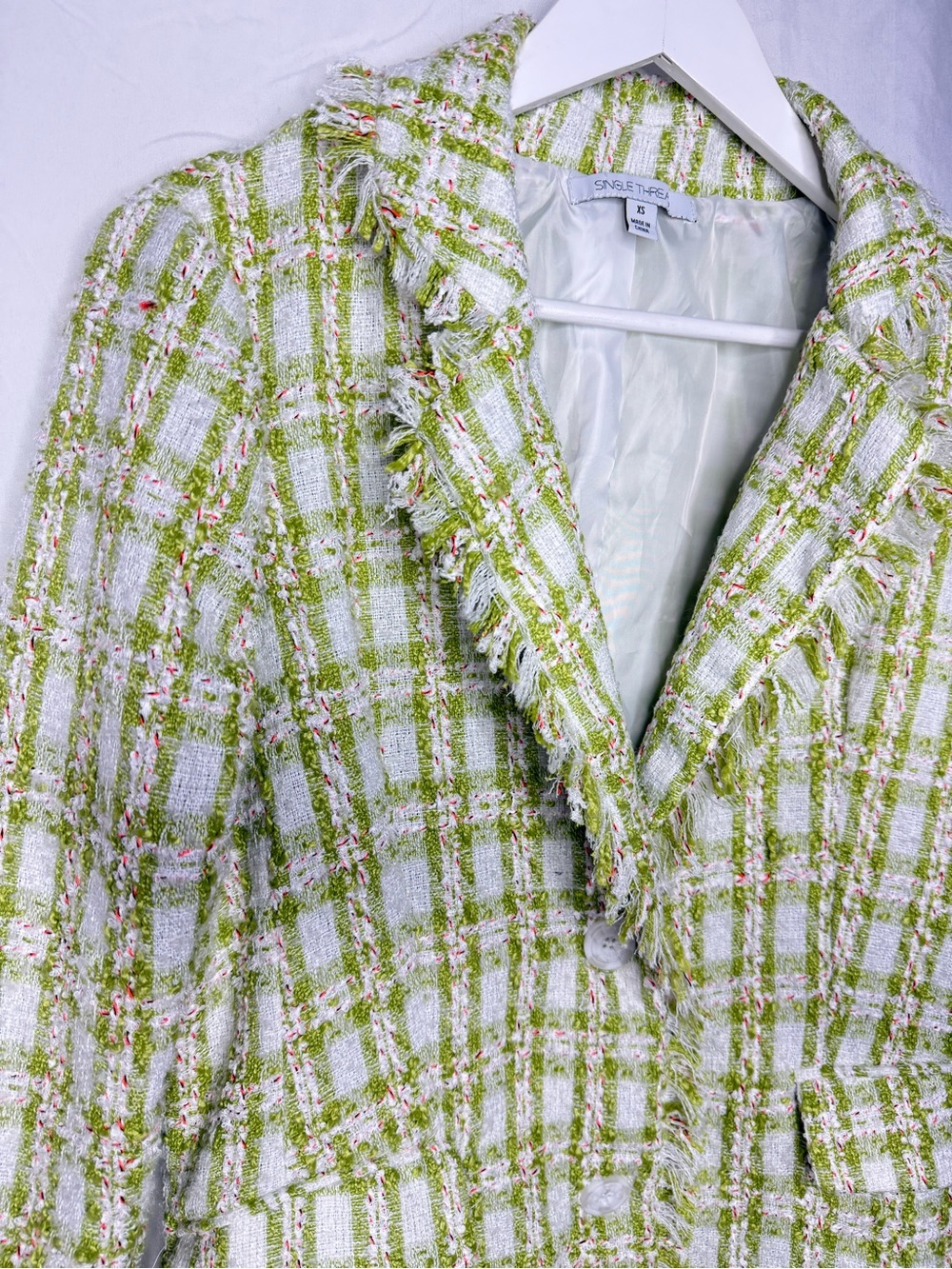 VIP: SINGLE THEAD GREEN PLAID BLAZER XS - Picture 4 of 6